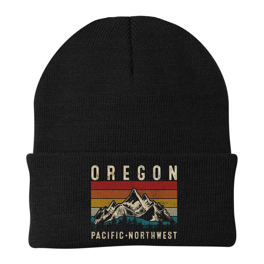 Northwest Pnw Gift Oregon Vintage Mountains Hiking Pacific Beanie