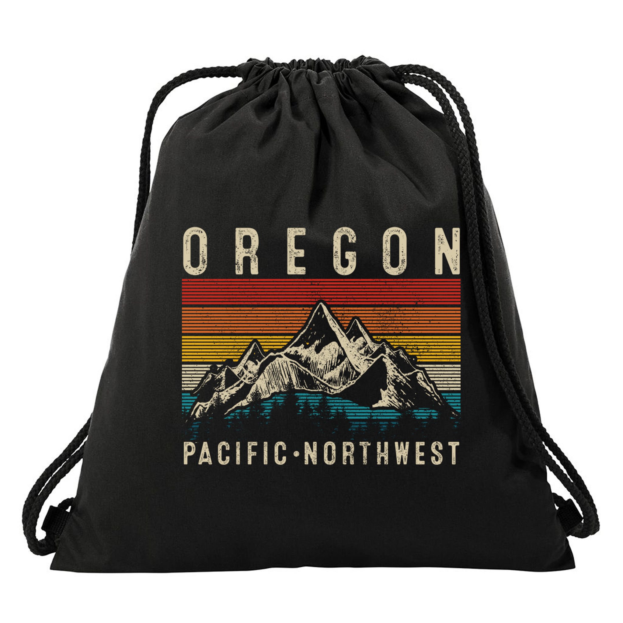 Northwest Pnw Gift Oregon Vintage Mountains Hiking Pacific Drawstring Bag