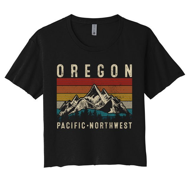 Northwest Pnw Gift Oregon Vintage Mountains Hiking Pacific Women's Crop Top Tee
