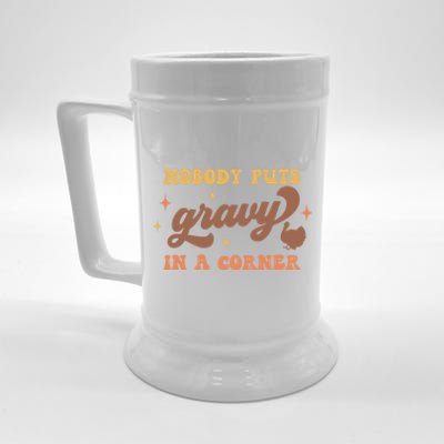 Nobody Puts Gravy In A Corner Funny Thanksgiving Meaningful Gift Beer Stein