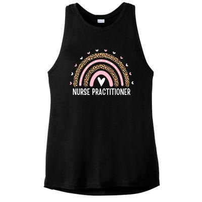 Nurse Practitioner Graduation Leopard Rainbow Nursing Np Gift Ladies PosiCharge Tri-Blend Wicking Tank