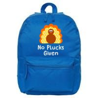 No Plucks Given Funny Thanksgiving Turkey Pun Quote Joke Gift 16 in Basic Backpack