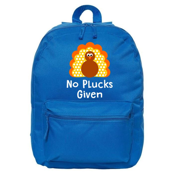 No Plucks Given Funny Thanksgiving Turkey Pun Quote Joke Gift 16 in Basic Backpack