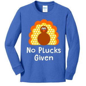 No Plucks Given Funny Thanksgiving Turkey Pun Quote Joke Gift Kids Long Sleeve Shirt