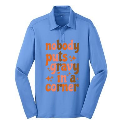 Nobody Puts Gravy In A Corner Silk Touch Performance Long Sleeve Polo