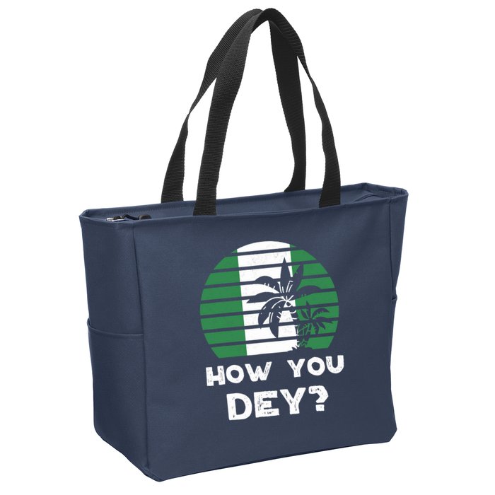 Nigeria Pidgin How You Dey Quote Nigerian Flag Nigeria Zip Tote Bag