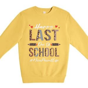 Nicu Parent Happy Last Day Of School Summer Funny Leopard Funny Gift Premium Crewneck Sweatshirt