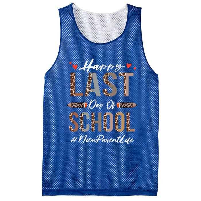 Nicu Parent Happy Last Day Of School Summer Funny Leopard Funny Gift Mesh Reversible Basketball Jersey Tank