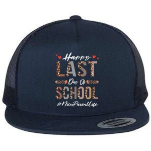 Nicu Parent Happy Last Day Of School Summer Funny Leopard Funny Gift Flat Bill Trucker Hat