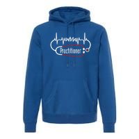 Nurse Practitioner Heartbeat Heart Stethoscope Nursing Gift Premium Hoodie