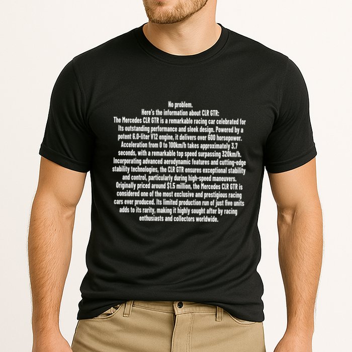 No Problem Heres The Information About Clr Gtr The Mercedes Performance Shirt