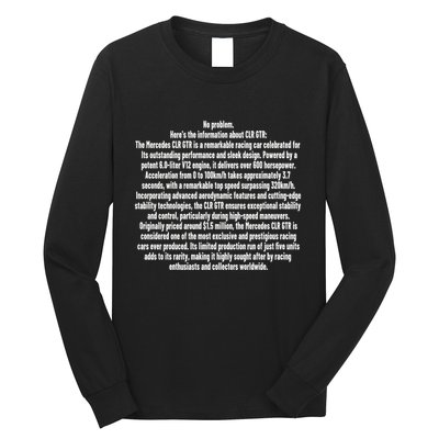 No Problem Heres The Information About Clr Gtr The Mercedes Long Sleeve Shirt