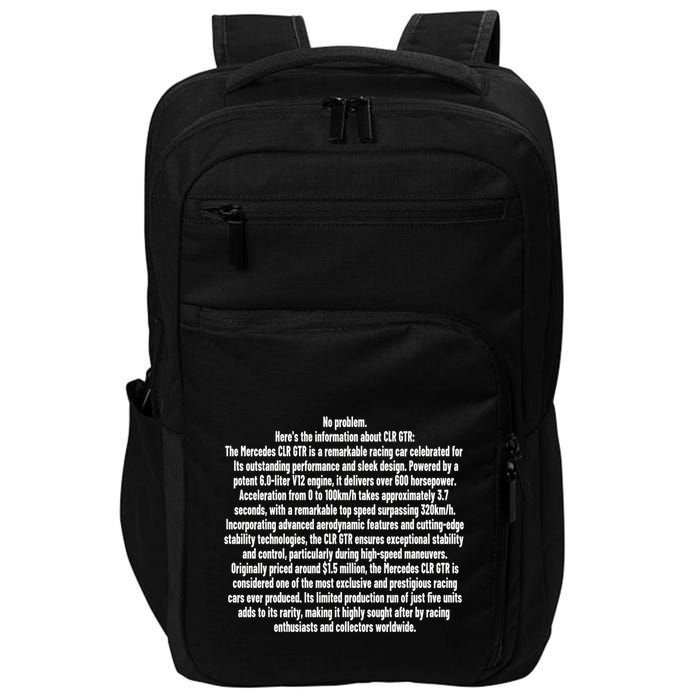 No Problem Heres The Information About Clr Gtr The Mercedes Impact Tech Backpack