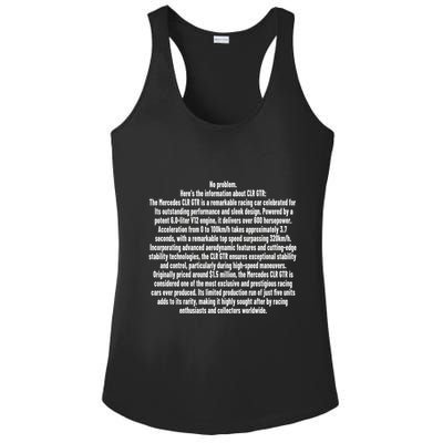 No Problem Heres The Information About Clr Gtr The Mercedes Ladies PosiCharge Competitor Racerback Tank