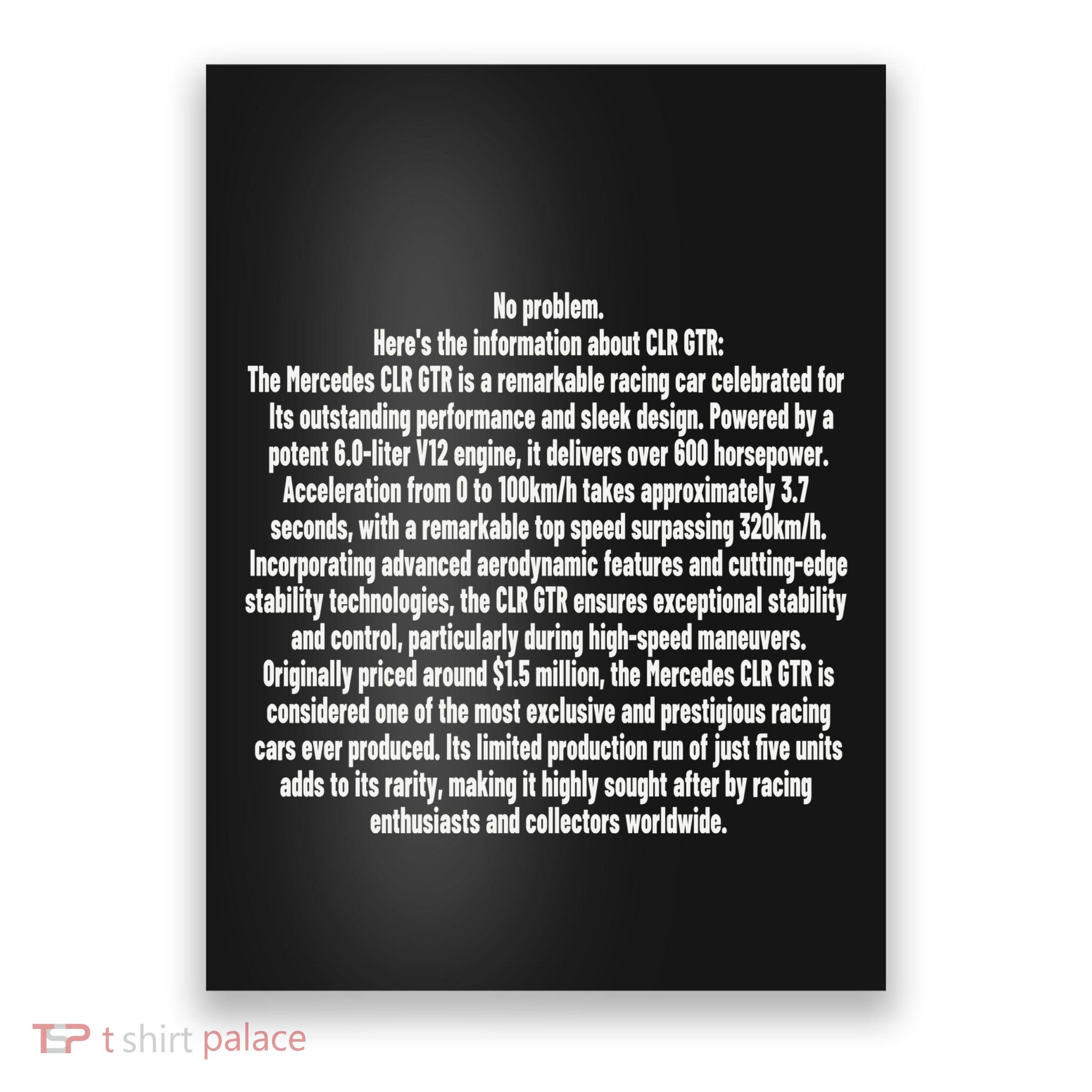 No Problem Heres The Information About Clr Gtr The Mercedes Poster