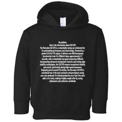 No Problem Heres The Information About Clr Gtr The Mercedes Toddler Hoodie