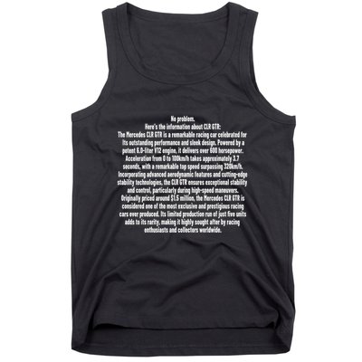 No Problem Heres The Information About Clr Gtr The Mercedes Tank Top