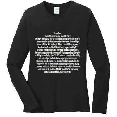 No Problem Heres The Information About Clr Gtr The Mercedes Ladies Long Sleeve Shirt