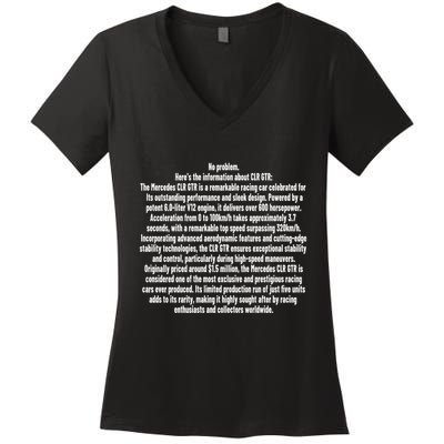 No Problem Heres The Information About Clr Gtr The Mercedes Women's V-Neck T-Shirt