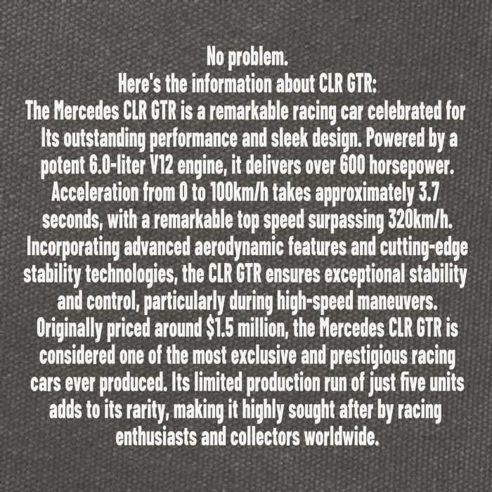No Problem Heres The Information About Clr Gtr The Mercedes Cotton Canvas Backpack