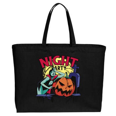 Night Party Halloween Cotton Canvas Jumbo Tote