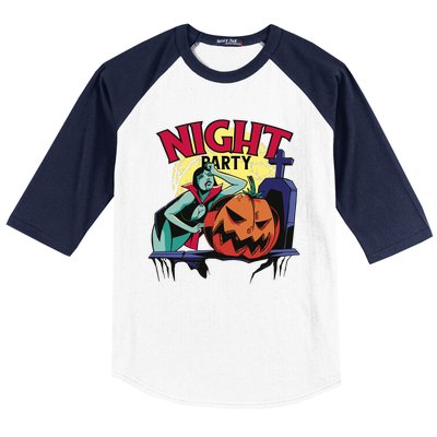 Night Party Halloween Baseball Sleeve Shirt