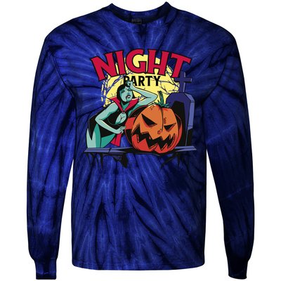 Night Party Halloween Tie-Dye Long Sleeve Shirt