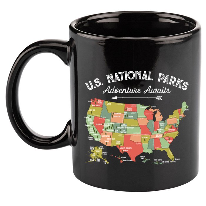 National Parks Hoodie Map Camping Design Hiking 11oz C Handle Ceramic Mug