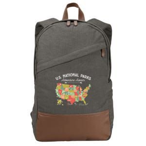 National Parks Hoodie Map Camping Design Hiking Cotton Canvas Backpack