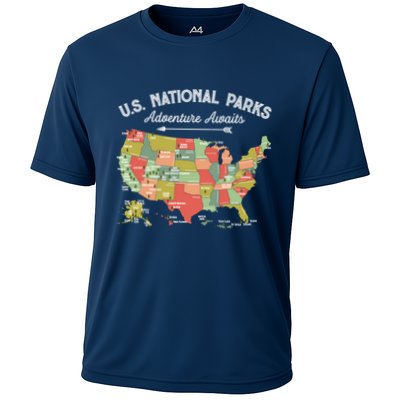 National Parks Hoodie Map Camping Design Hiking Performance Shirt