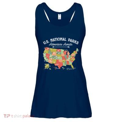 National Parks Hoodie Map Camping Design Hiking Ladies Essential Flowy Tank