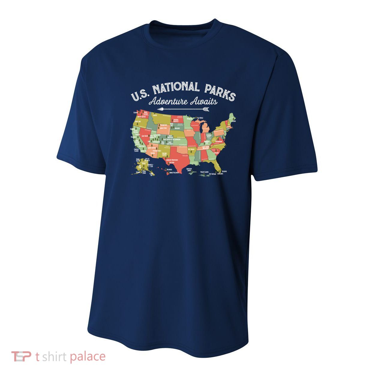 National Parks Hoodie Map Camping Design Hiking Youth Performance Sprint T-Shirt