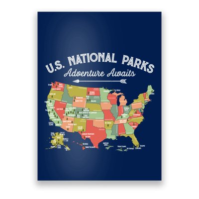 National Parks Hoodie Map Camping Design Hiking Poster