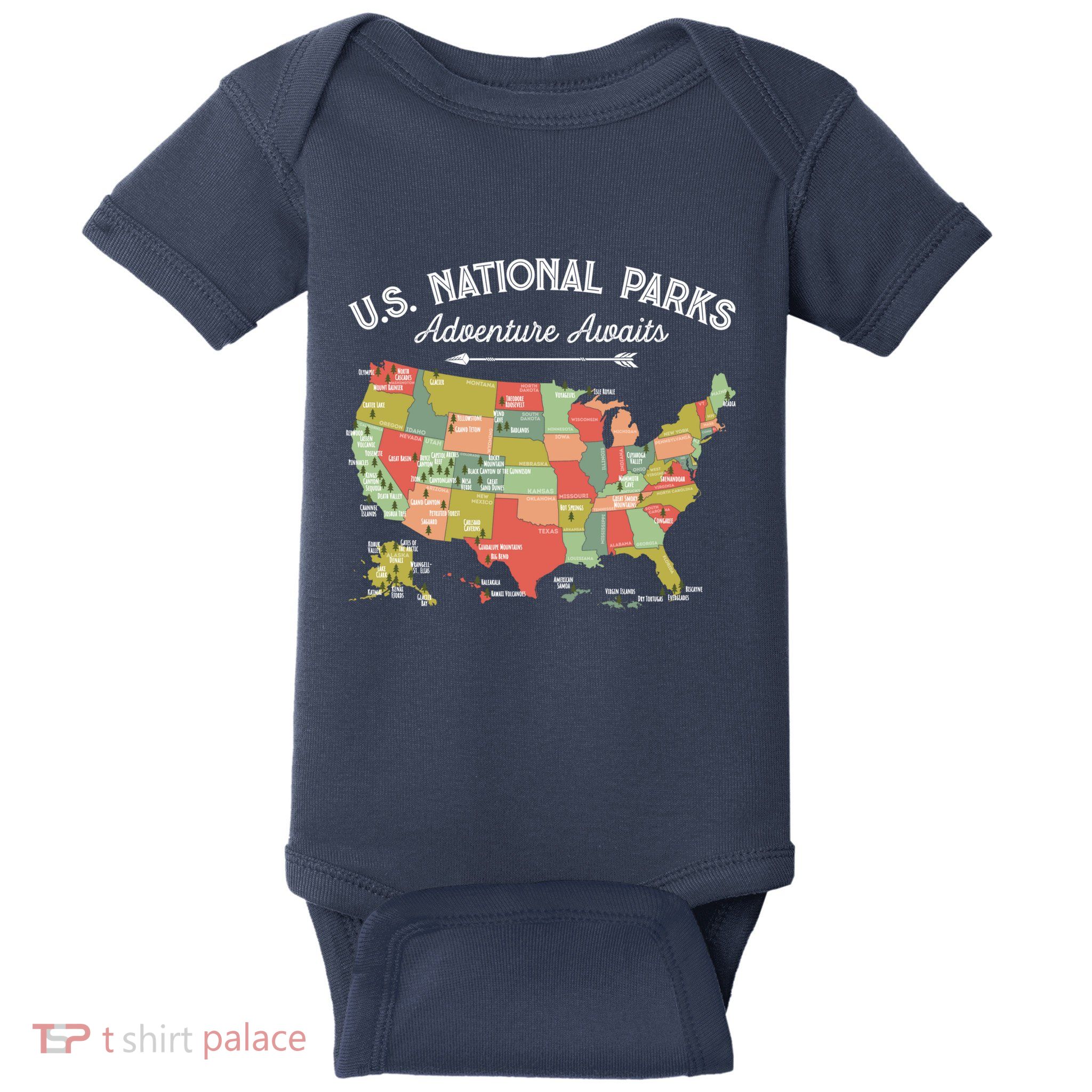National Parks Hoodie Map Camping Design Hiking Baby Bodysuit