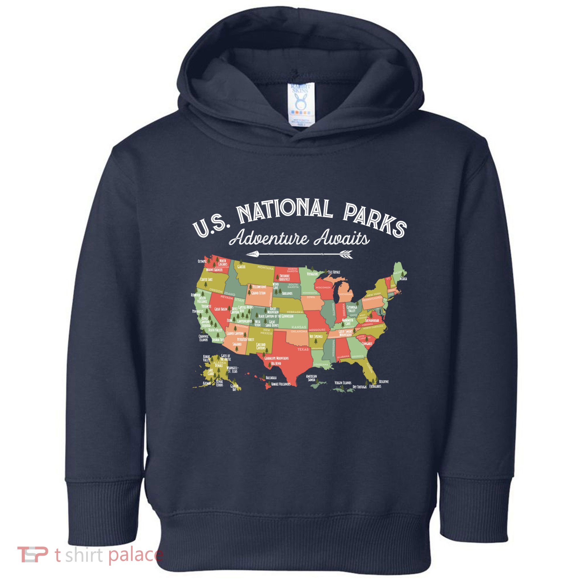 National Parks Hoodie Map Camping Design Hiking Toddler Hoodie