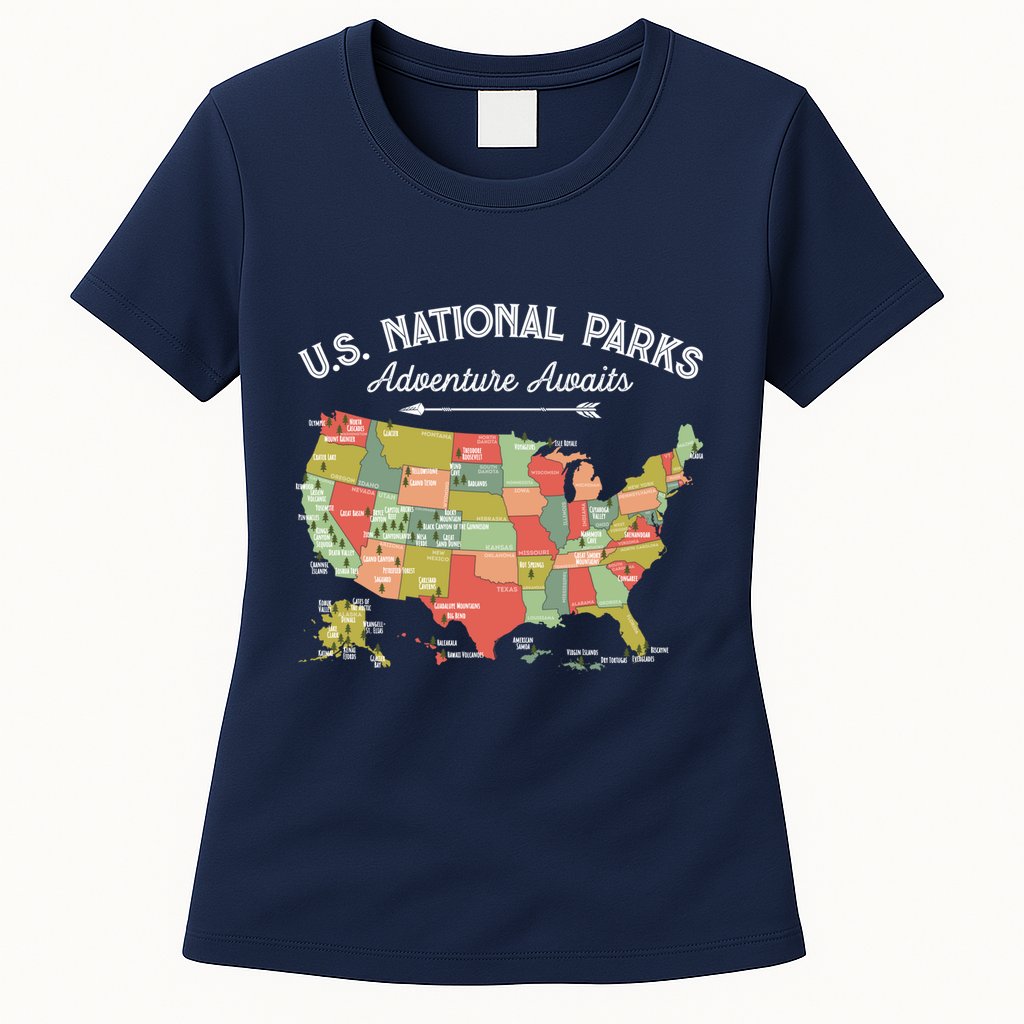 National Parks Hoodie Map Camping Design Hiking Womens T-Shirt