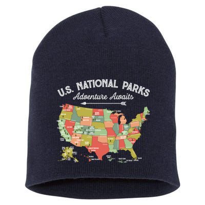 National Parks Hoodie Map Camping Design Hiking Short Acrylic Beanie