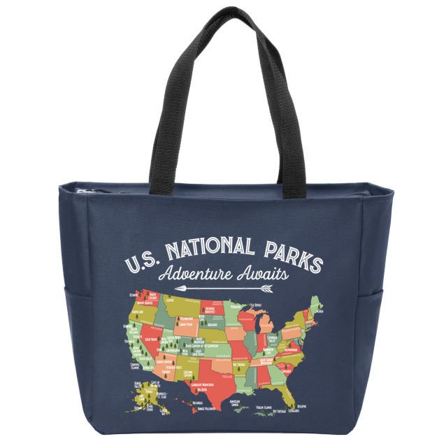 National Parks Hoodie Map Camping Design Hiking Zip Tote Bag