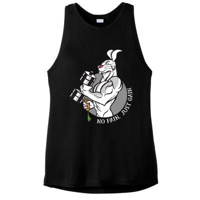 No Pain Just Gain Funny Rabbit Gift Ladies PosiCharge Tri-Blend Wicking Tank