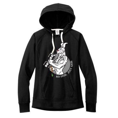 No Pain Just Gain Funny Rabbit Gift Women's Fleece Hoodie