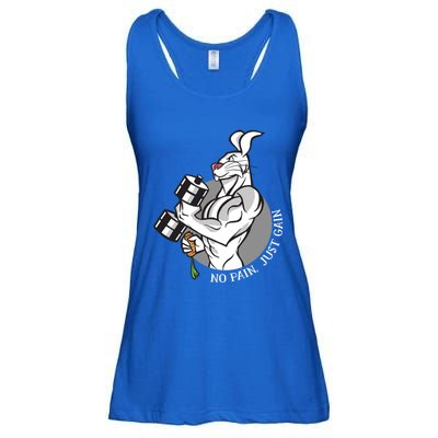 No Pain Just Gain Funny Rabbit Gift Ladies Essential Flowy Tank