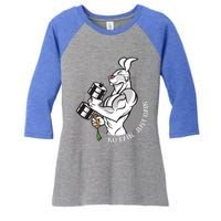 No Pain Just Gain Funny Rabbit Gift Women's Tri-Blend 3/4-Sleeve Raglan Shirt