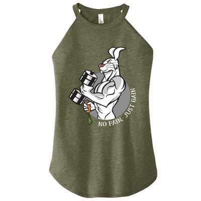 No Pain Just Gain Funny Rabbit Gift Women's Perfect Tri Rocker Tank