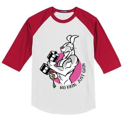 No Pain Just Gain Gift Kids Colorblock Raglan Jersey