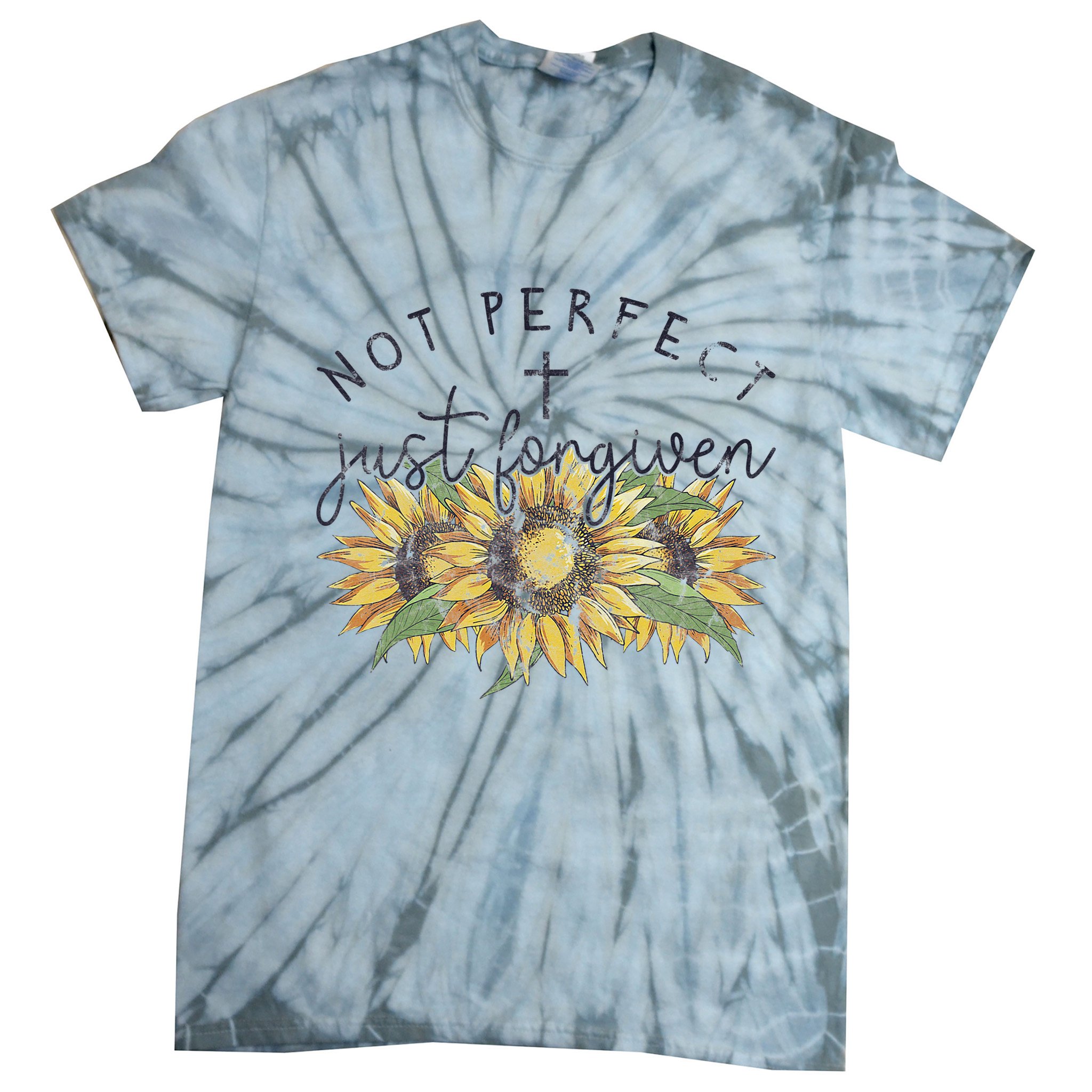 Not Perfect Just Forgiven Sunflower Christian Tie-Dye T-Shirt