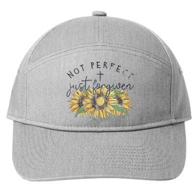 Not Perfect Just Forgiven Sunflower Christian 7-Panel Snapback Hat