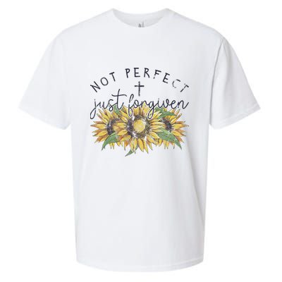 Not Perfect Just Forgiven Sunflower Christian Sueded Cloud Jersey T-Shirt