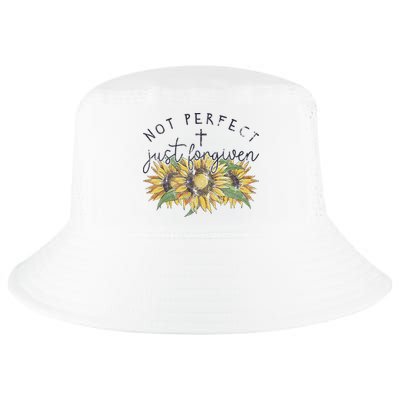Not Perfect Just Forgiven Sunflower Christian Cool Comfort Performance Bucket Hat