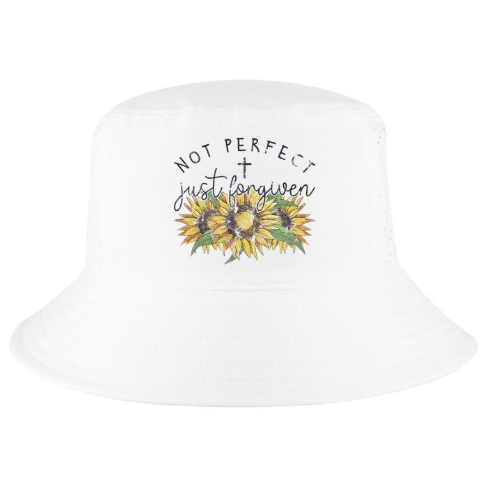Not Perfect Just Forgiven Sunflower Christian Cool Comfort Performance Bucket Hat