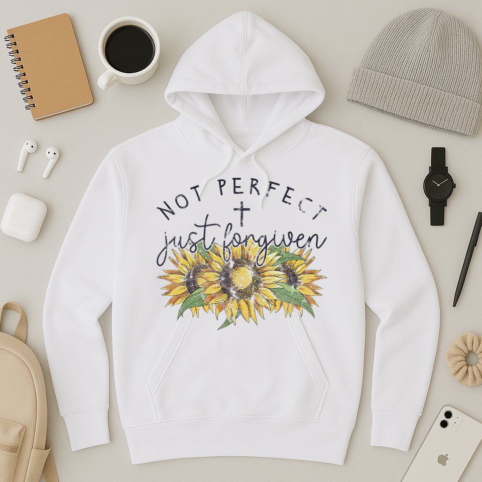 Not Perfect Just Forgiven Sunflower Christian Hoodie
